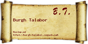 Burgh Talabor névjegykártya